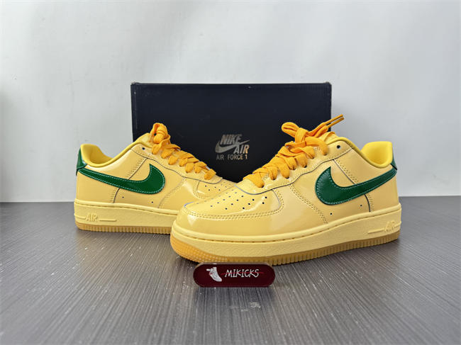 Nike Air Force 1 Low Patent Leather Topaz Gold Pine Green IO4489-700